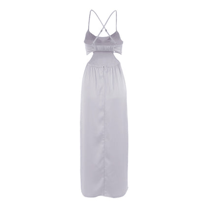 Sexy Satin Backless Long Sleeveless Party Dresses