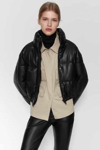 Casual Winter Pu Cotton Jackts for Women