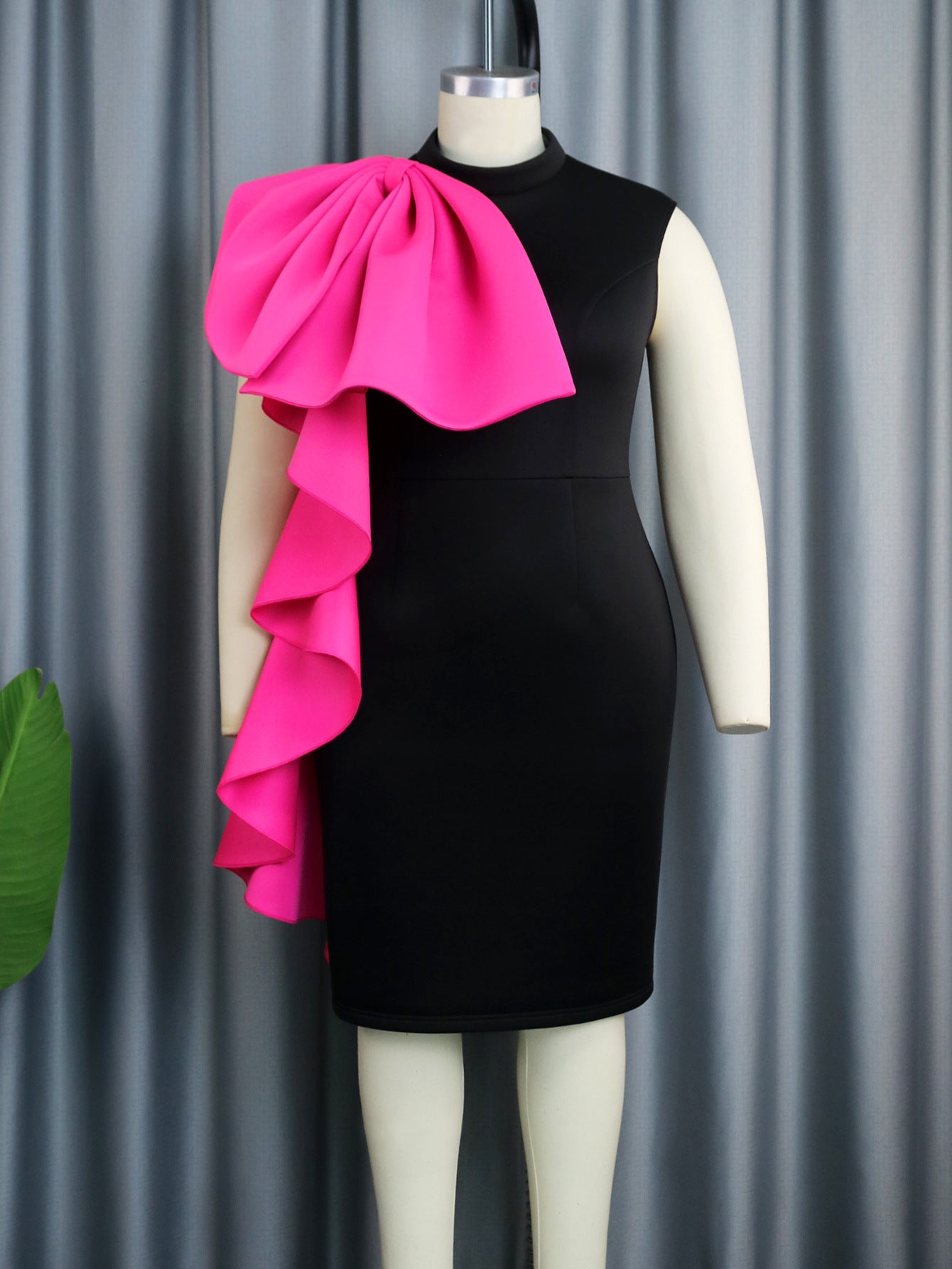 Designed Contrast Color Ruffled Evening Party Dresses