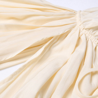 Designed V Neck Ruffled Long Sleeves Cloak Dresses