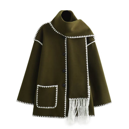 Fashion Women Nylon Coats with Scarves
