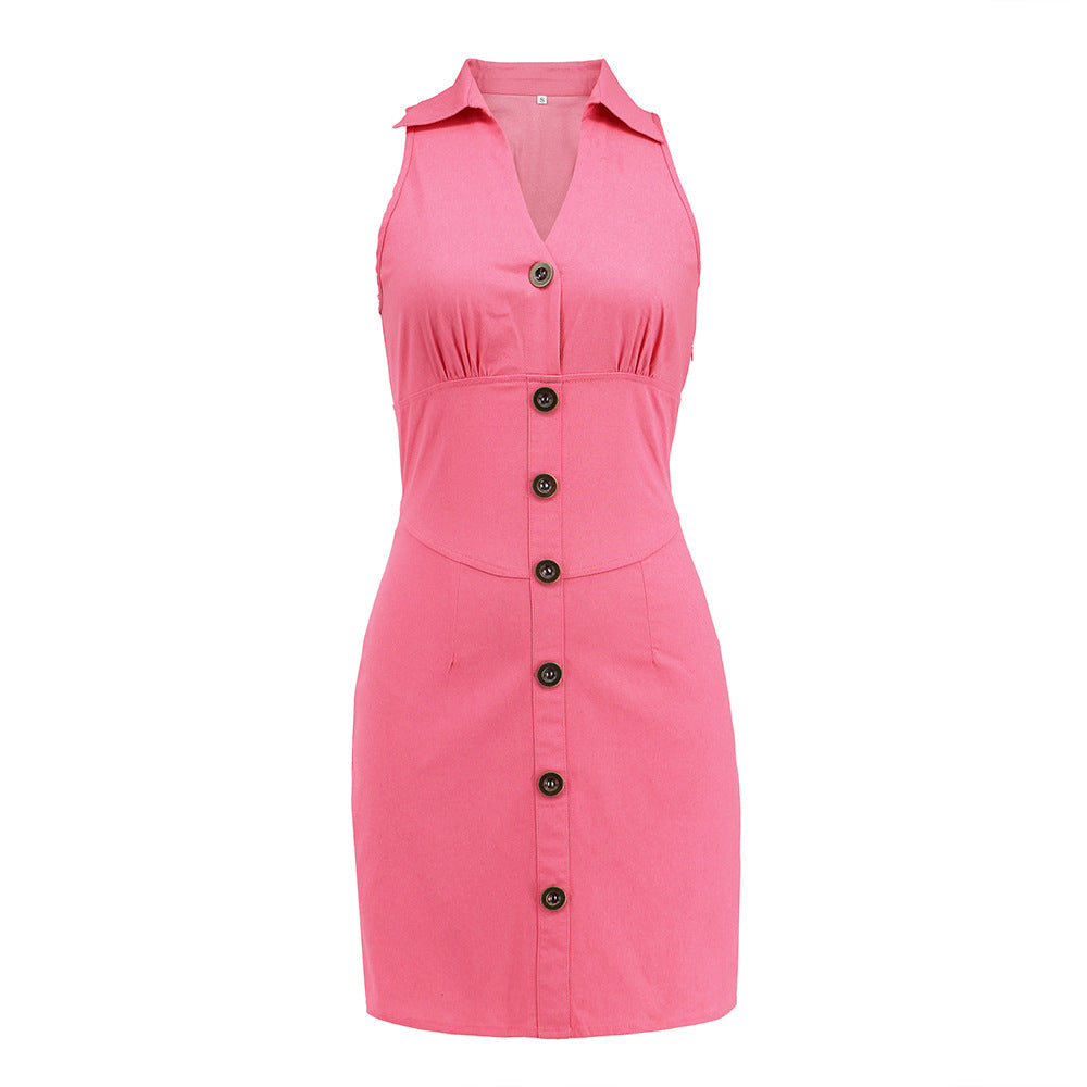 Elegant Sleeveless Denim Mini Short Dresses