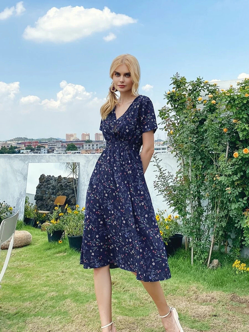 Summer Floral Print Short Sleeves Summer Daily Dresses
