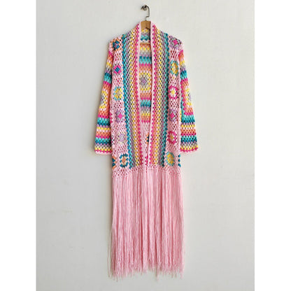 Colorful Crochet Irregular Tassels Coats for Women