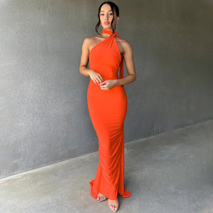 Sexy One Shoulder Sleeveless Long Evening Party Dresses
