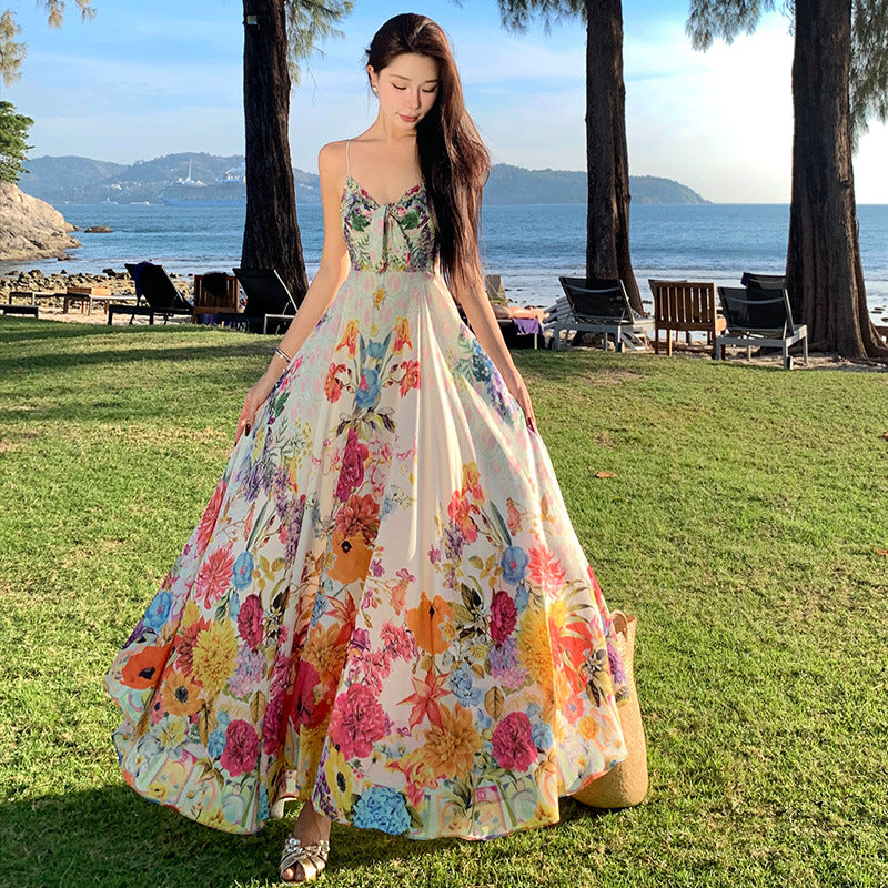 Colorful Oil Painting Summer Holiday Dresses for Women