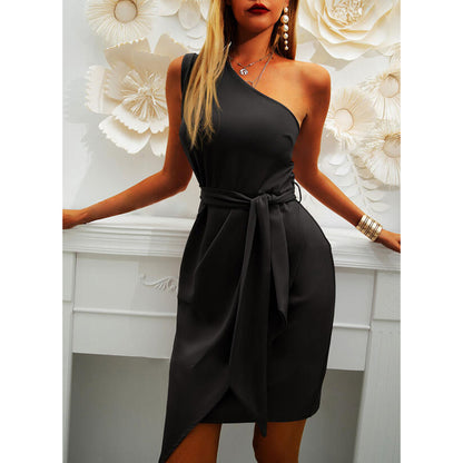 Sexy One Shoulder Sleeveless Irregular Party Dresses