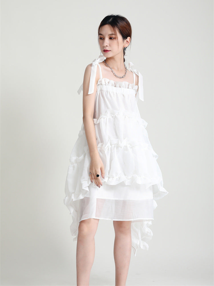 Designed Summer Irregular Spaghetti Straps Mini Dresses