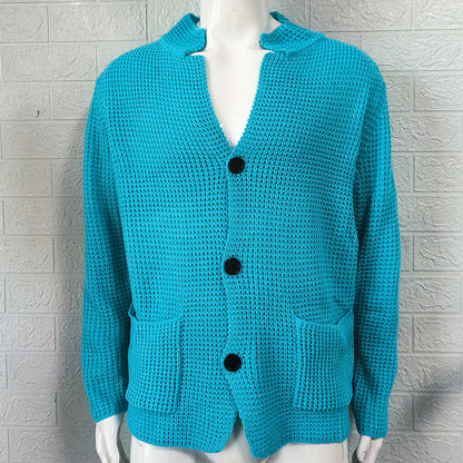 Casual Stand Collar Plus Sizes Knitted Cardigan Sweaters for Men