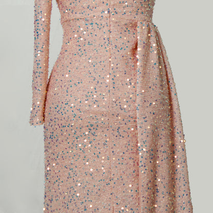 Sexy Sequined One Shoulder Long Party Dresses