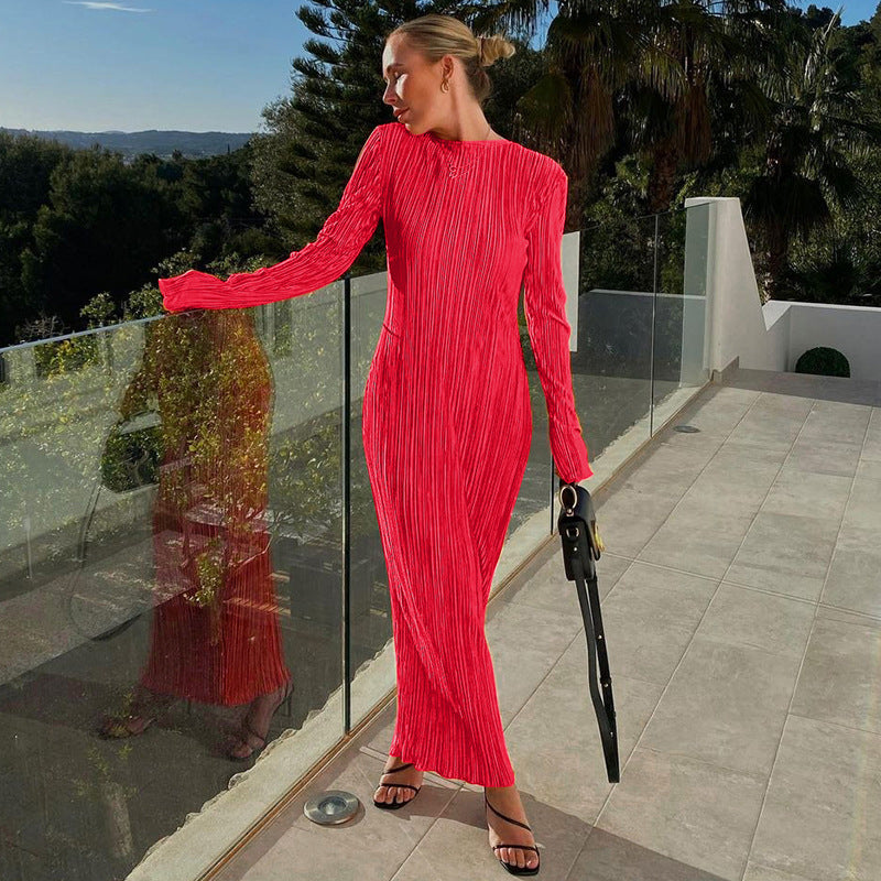 Fashion Round Neck Long Sleeves Dresses