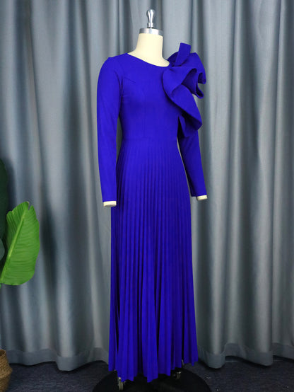 3D Design Long Sleeves Blue Party Dresses