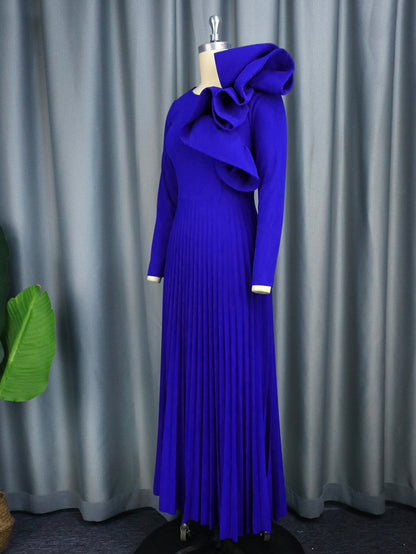 3D Design Long Sleeves Blue Party Dresses
