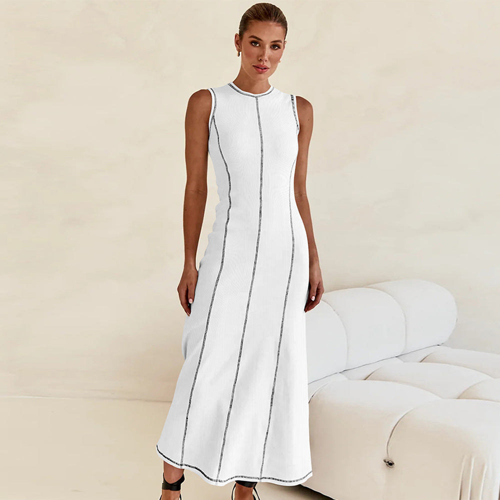 Designed Vintage Knitted Sleeveless Long Dresses