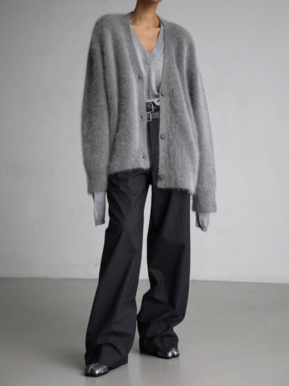 Casual V Neck Long Sleeves Knitted Sweaters