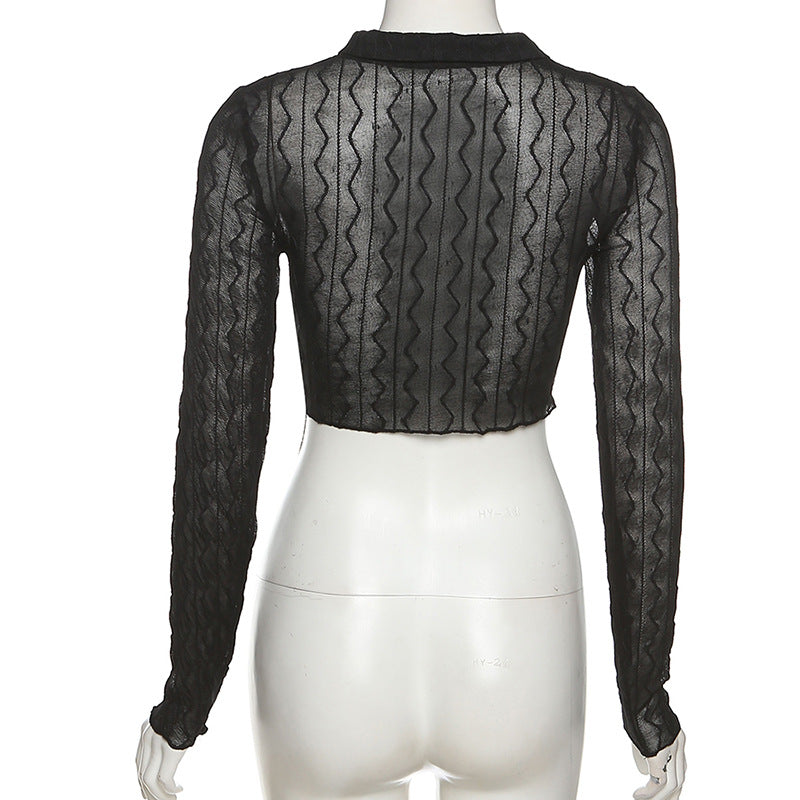 Fashion Midriff Baring Long Sleeves Shirts
