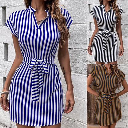 Casual Sleeveless Striped Mini Dresses