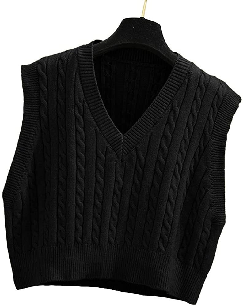 Casual V Neck Sleeveless Knitted Vest