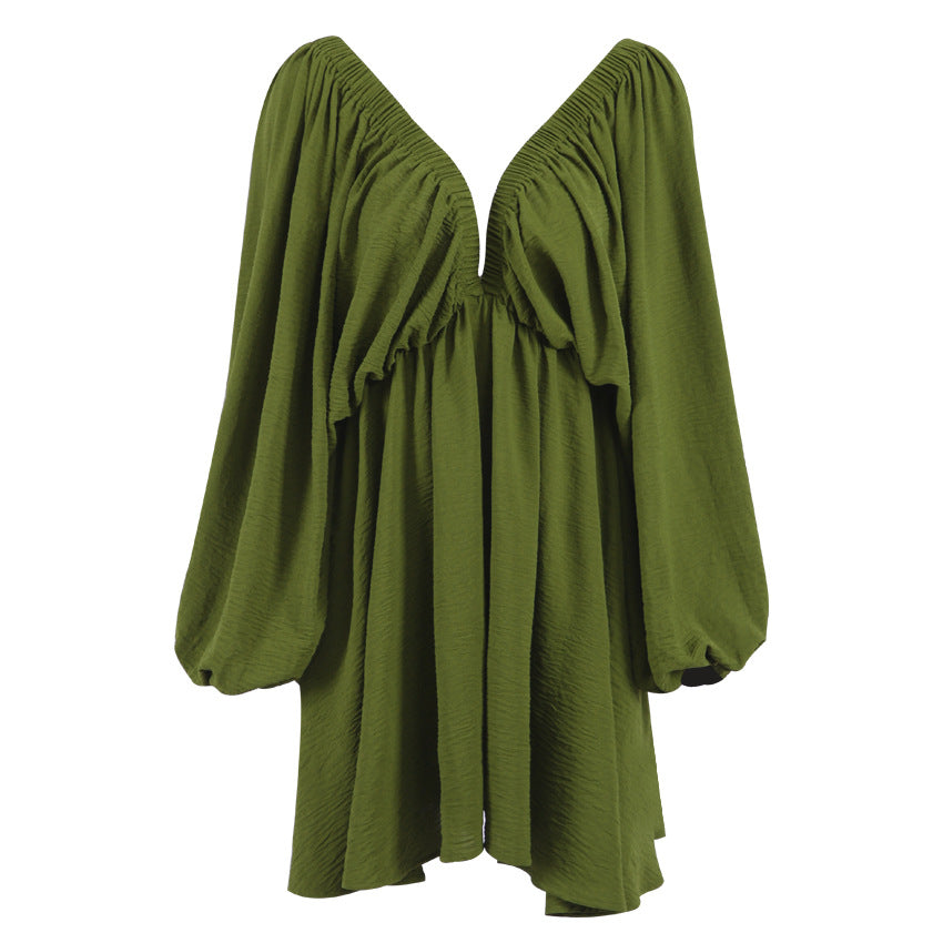 Vintage Designed Green Fall Mini Dresses