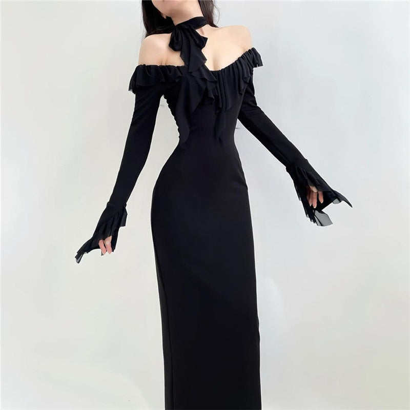 Sexy Off The Shoulder Long Black Long Sheath Dresses