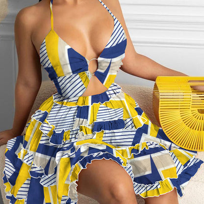 Sexy V Neck Halter Mini Dresses