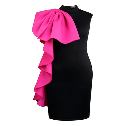 Designed Contrast Color Ruffled Evening Party Dresses