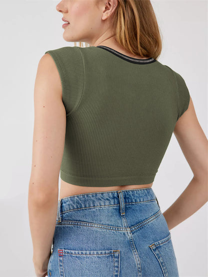 Sexy Designed Midriff Baring Knitted T Shirts