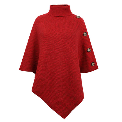 Casual High Neck Knitted Cloak Coats for Women