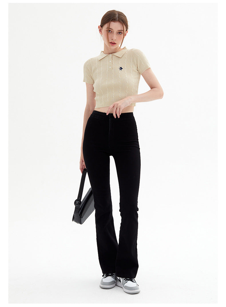 Vintage Knitted Short Sleeves Polo T Shirts
