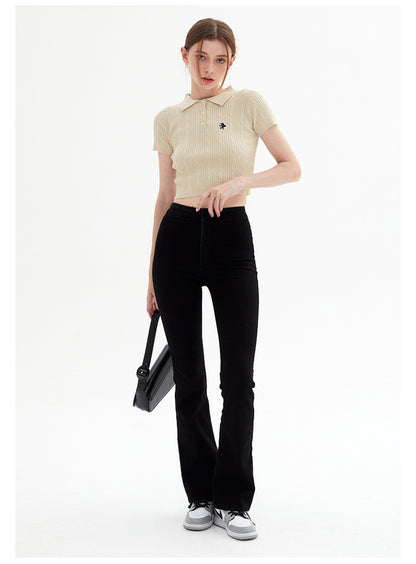 Vintage Knitted Short Sleeves Polo T Shirts