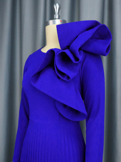 3D Design Long Sleeves Blue Party Dresses