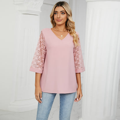 Fashion Summer Chiffon 3/4 Sleeves Women Blouses