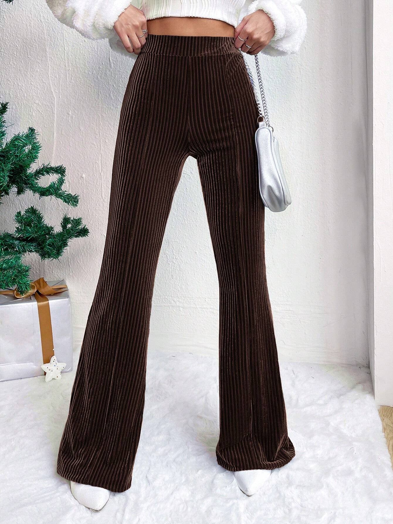 Casual High Waist Corduroy Trumpet Pants for Women