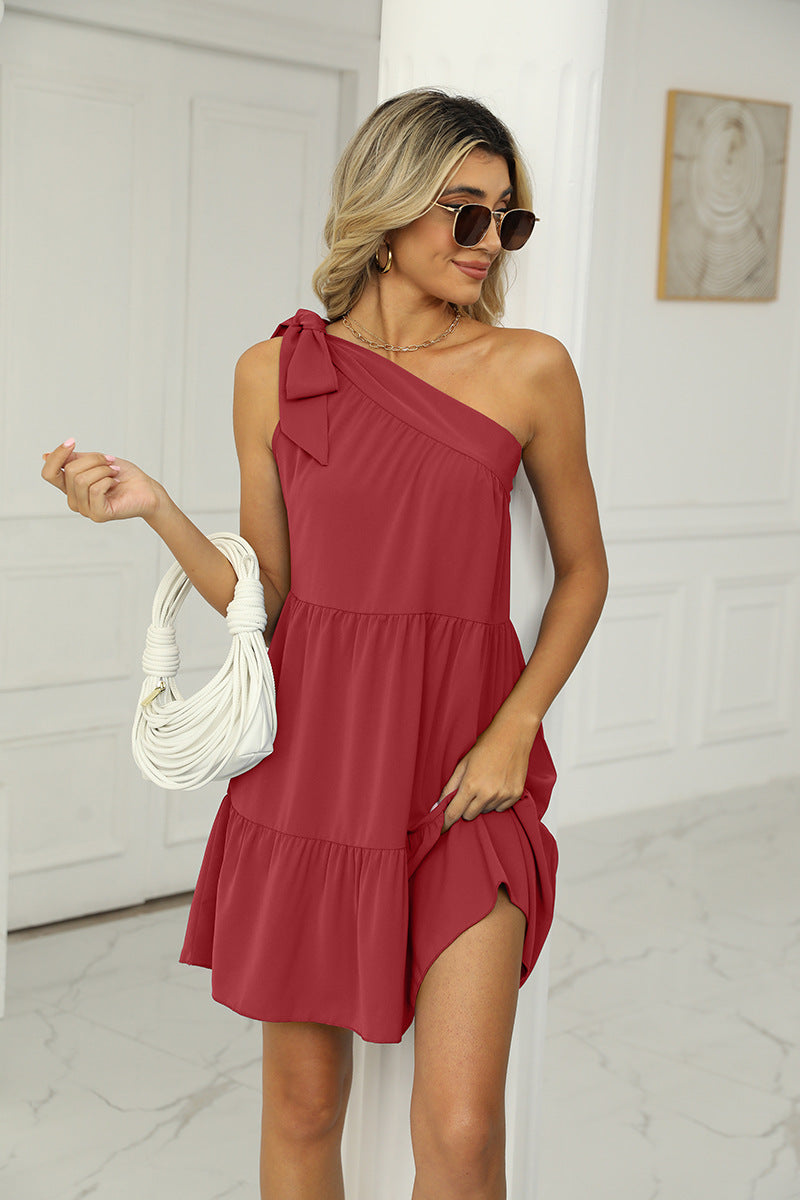 Summer Casual One Shoulder Mini Dresses