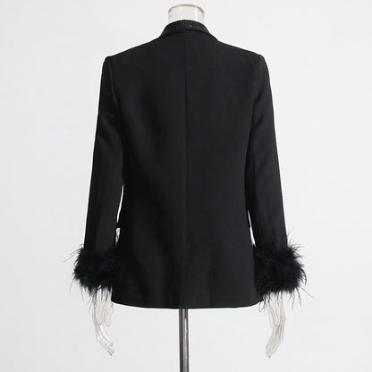 Luxury Designed Feather Blazer Coat for Women