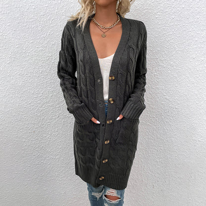 Casual Twist Design Long Cardigan Sweaters for Women
