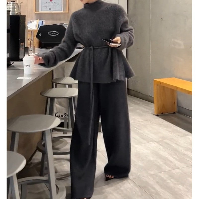 Casual Pullover Knitted Two Pieces Suits