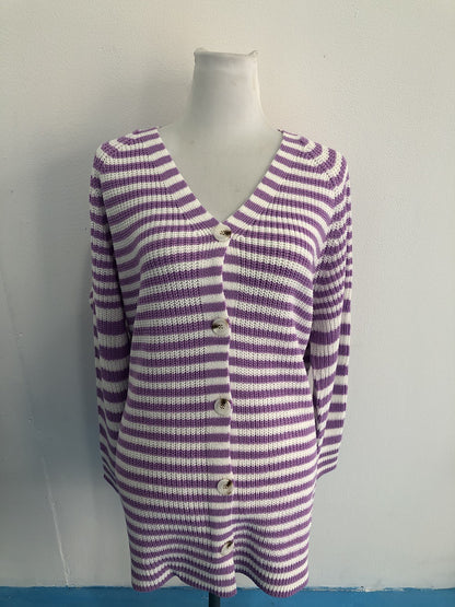 Casual Striped Long Sleeves Knitted Cardigans