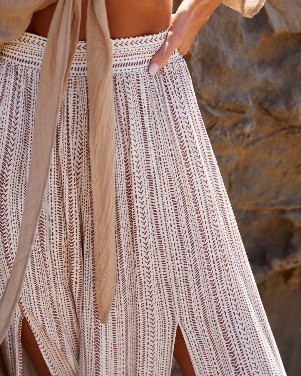Summer Split Front Wide Legs Pants for Holiday