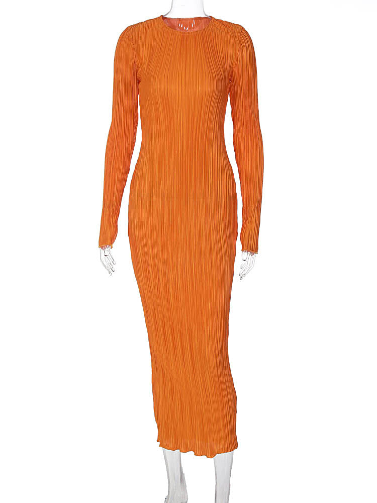 Fashion Round Neck Long Sleeves Dresses