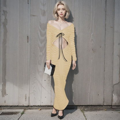 Sexy Long Sleeves Women Tops and Skirts Suits