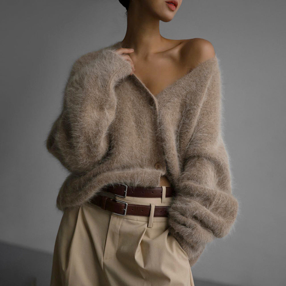 Casual V Neck Long Sleeves Knitted Sweaters