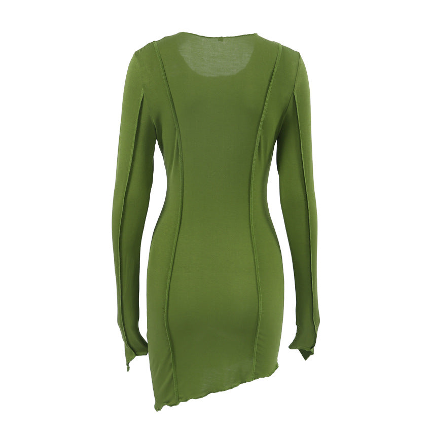 Sexy High Neck Elastic Knitted Mini Sheath Dresses