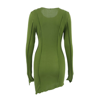 Sexy High Neck Elastic Knitted Mini Sheath Dresses