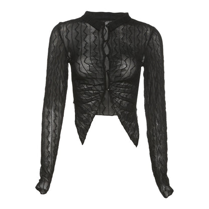 Fashion Midriff Baring Long Sleeves Shirts
