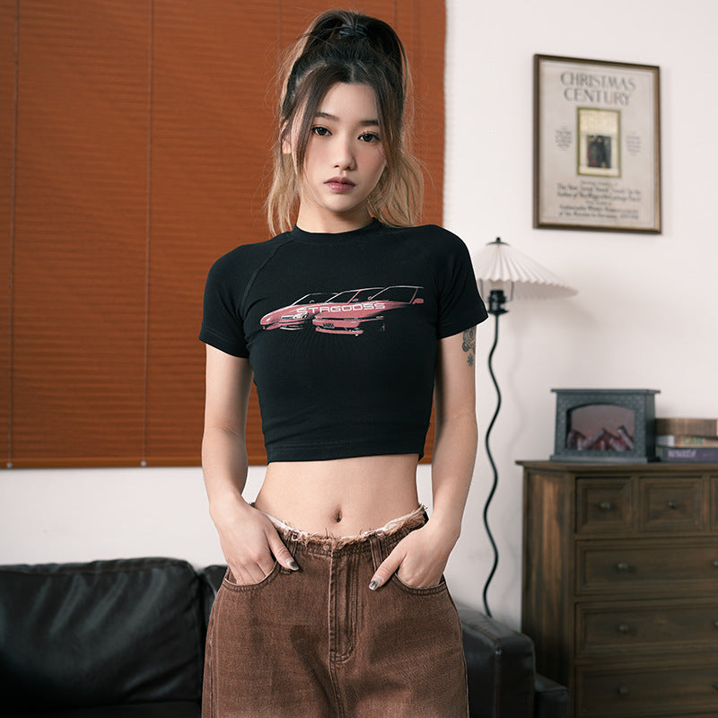 Sexy Car Design Midriff Baring Summer T Shirts