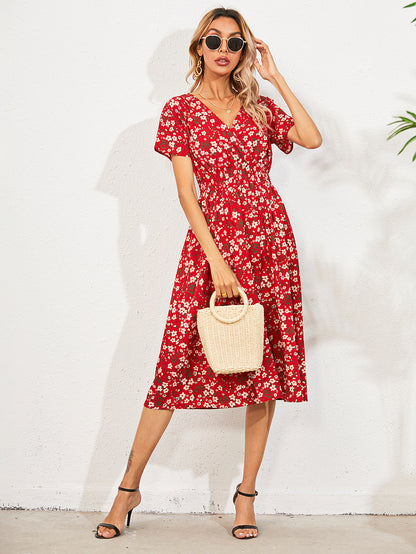 Summer Floral Print Short Sleeves Summer Daily Dresses