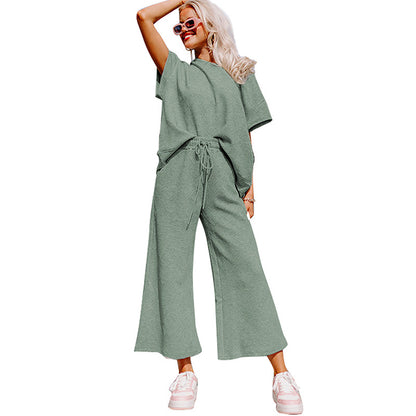 Casual Summer Drawstring Two Pieces Women Suits
