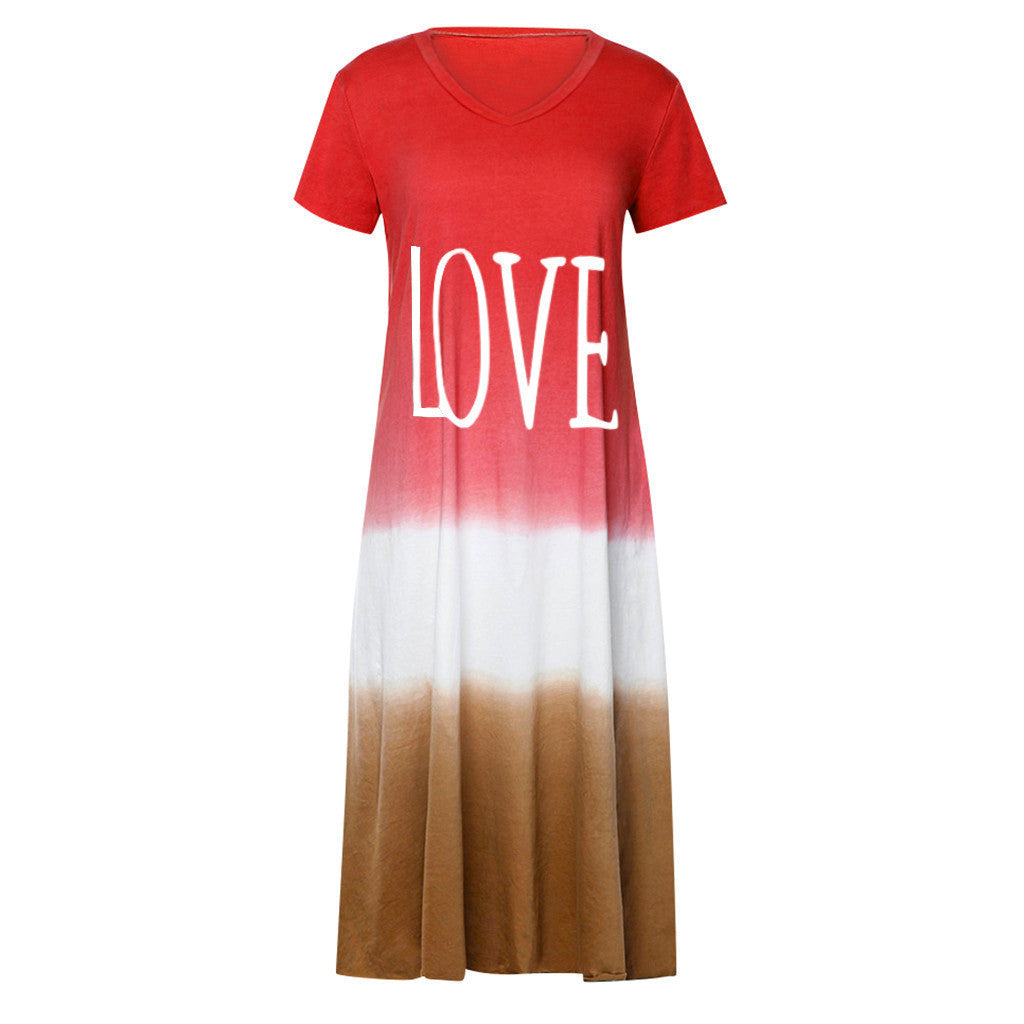 Casual Contrast Design Summer Short Sleeves Dresses