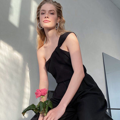 Sexy Satin One Shoulder Women Crop Tops